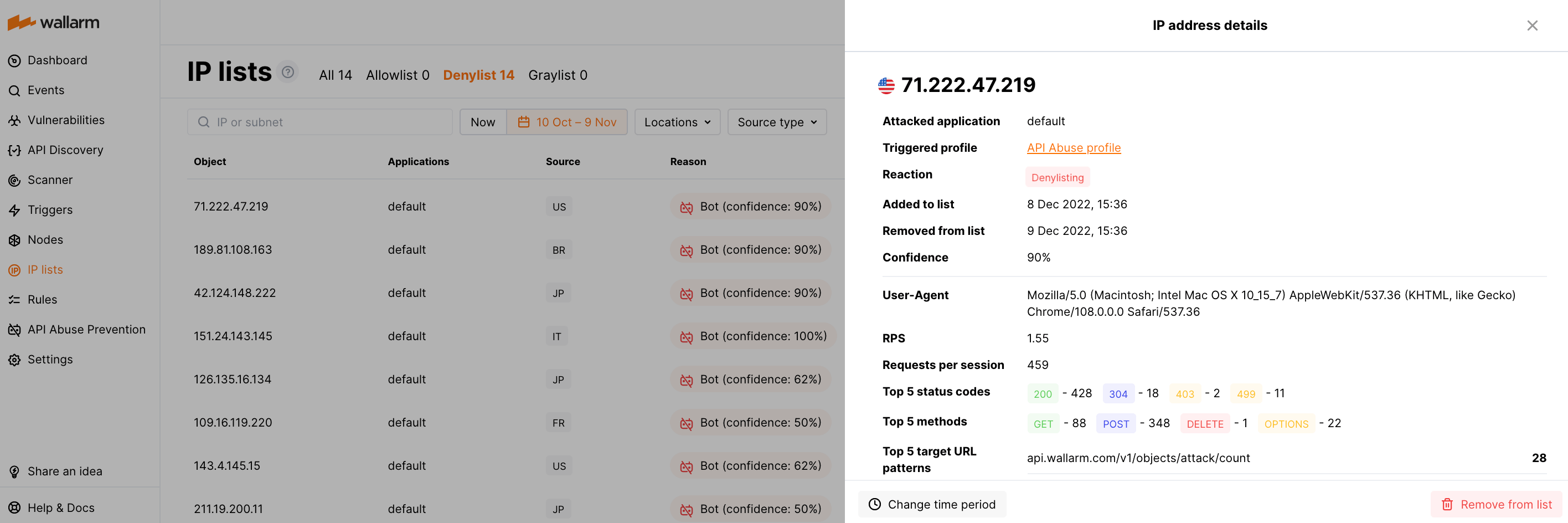 IPs de bots na lista de negação