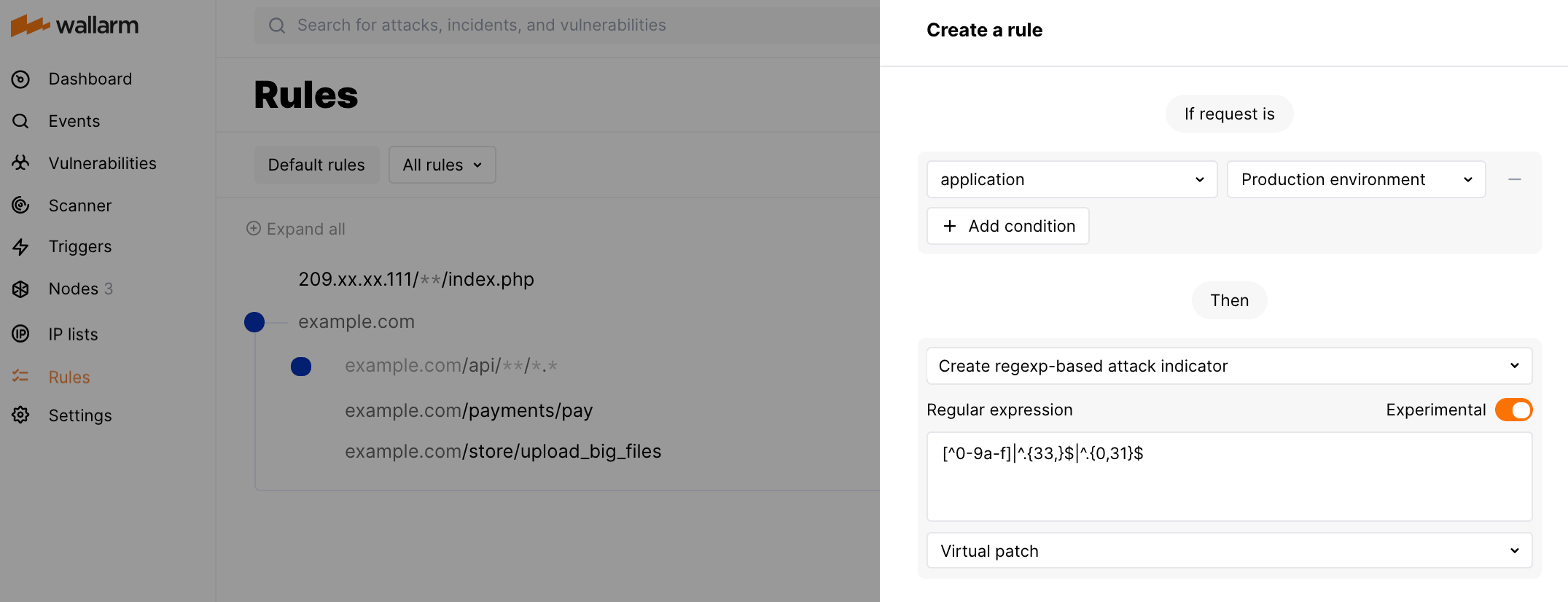 Criando regra experimental
