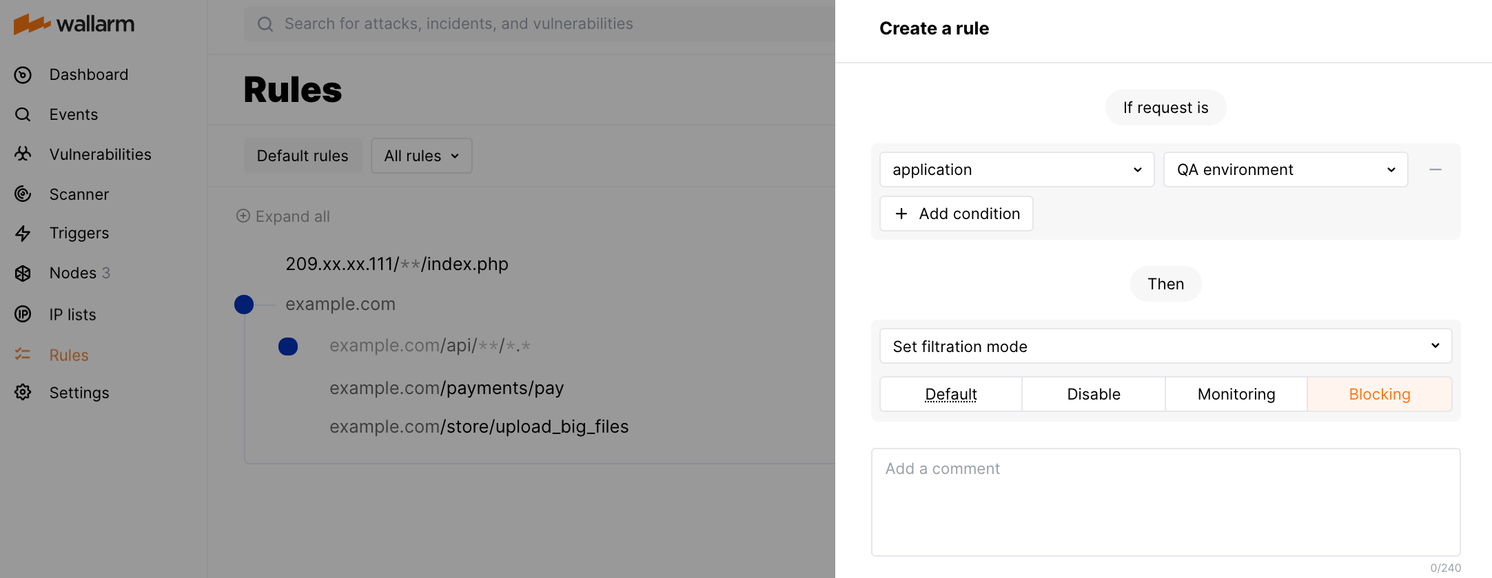 Criando uma regra para substituir o modo de filtragem