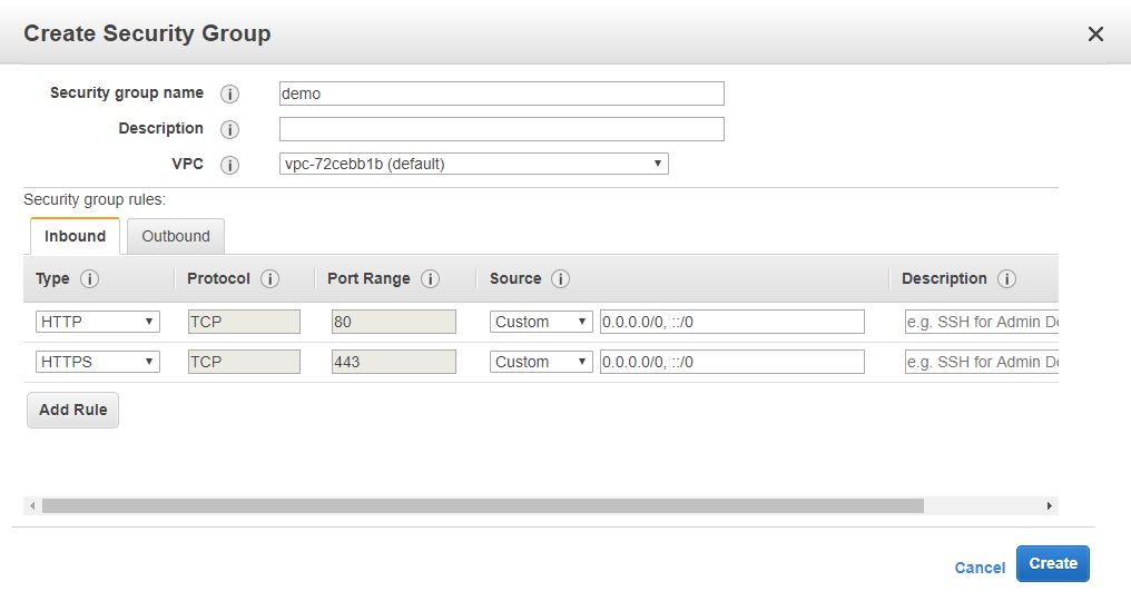 Creating a security group