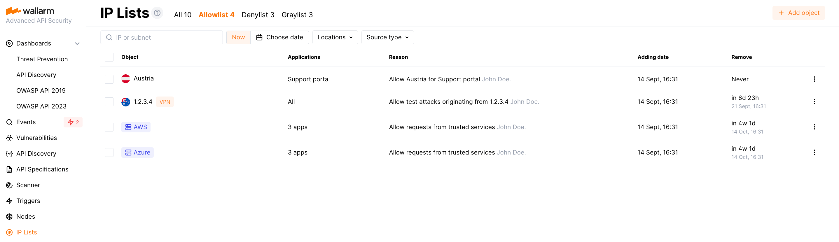 Lista de permissões IP