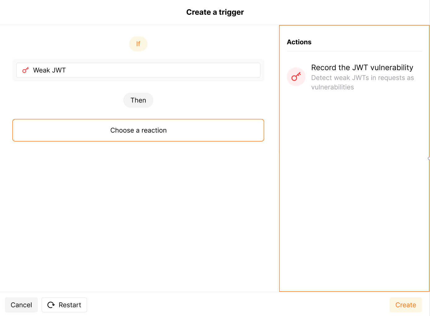 Exemplo de gatilho para JWTs fracos